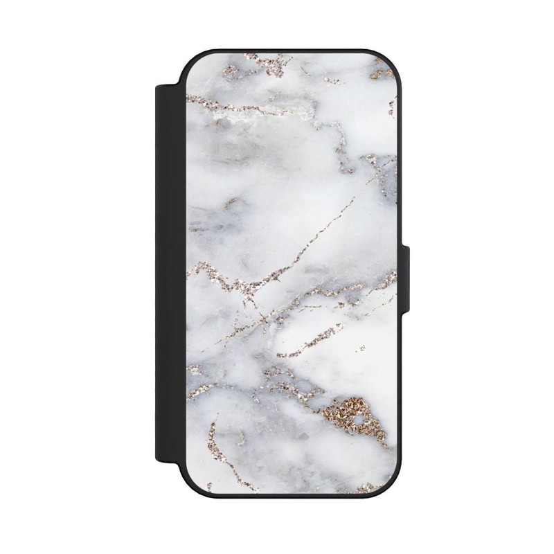 iPhone 16 NIVOflip Silberglitzer Marmorlook
