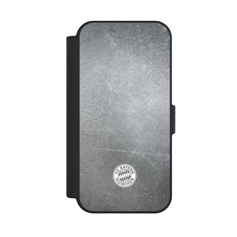 iPhone 16 NIVOflip Klassisches FCB Logo Klein - Weiß auf Metalllook