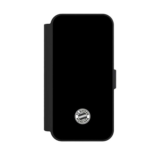 Apple iPhone 16 NIVOflip Logo FCB Classique Petit - Blanc sur Fond Noir
