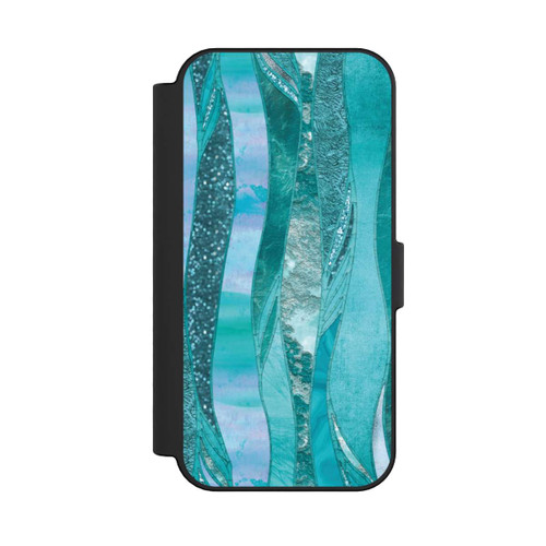 Apple iPhone 16 NIVOflip glamouröser Glitzerlook blau