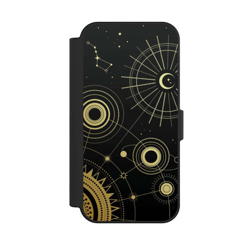 Apple iPhone 16 NIVOflip Schwarzer und goldener Look Abstrakt
