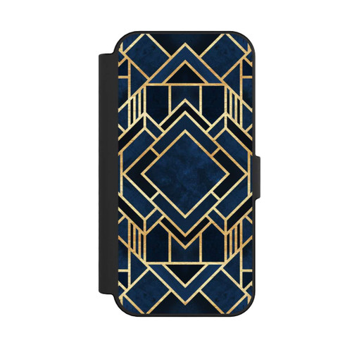 Apple iPhone 16 NIVOflip Impression Art Déco Bleu Or