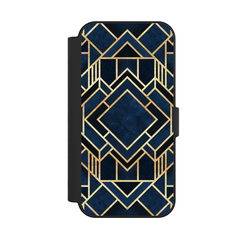 iPhone 16 NIVOflip Impression Art Déco Bleu Or