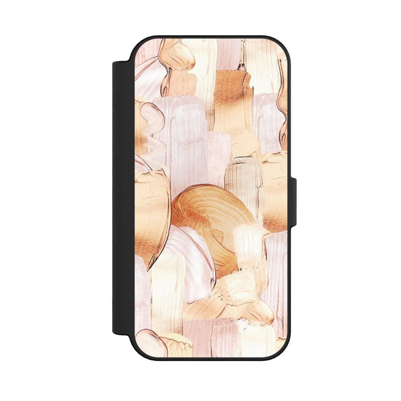 iPhone 16 NIVOflip Weiß/Gold Pinsel Muster