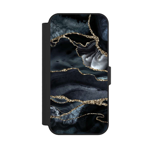 Apple iPhone 16 NIVOflip Dark Marble Gold Glitter Look