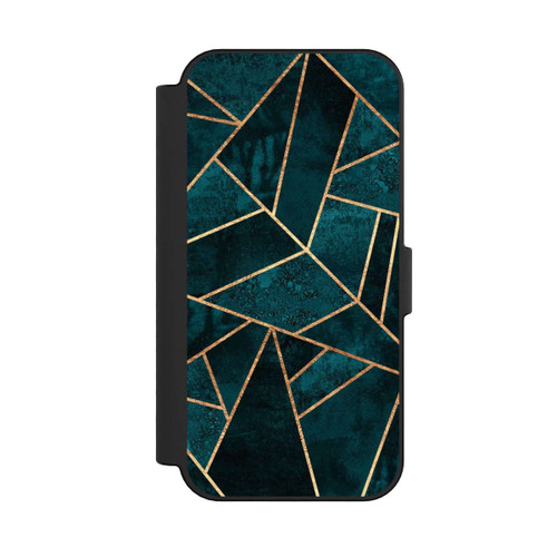 Apple iPhone 16 NIVOflip Tief Blaugrün Stein Gold Druck