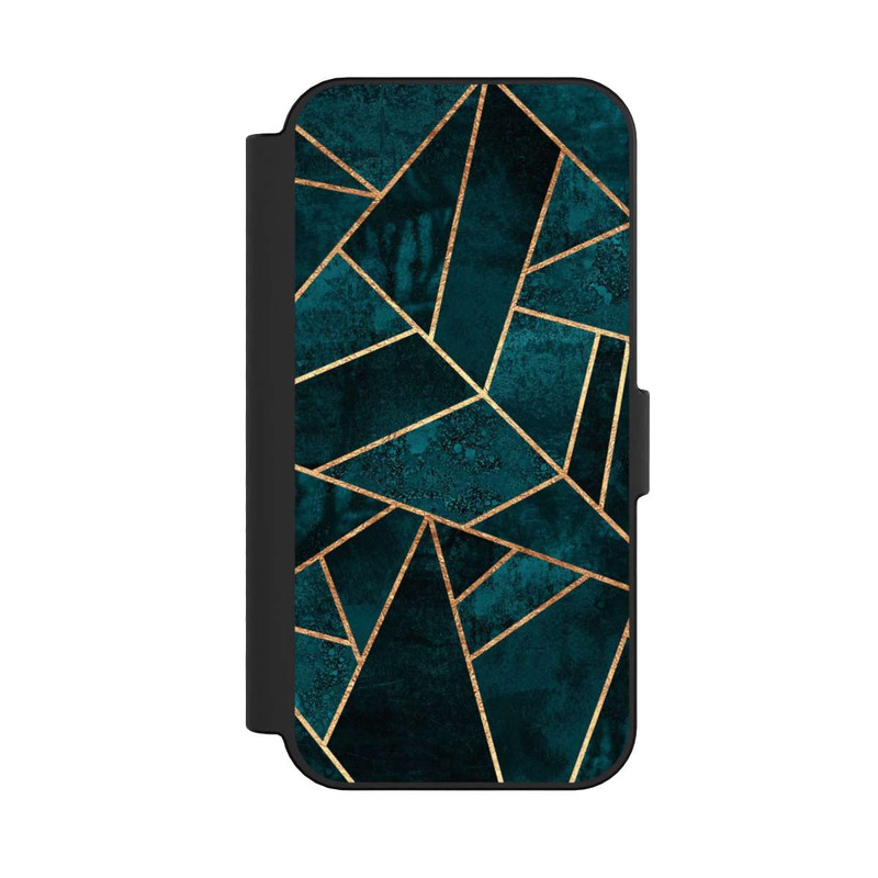 iPhone 16 NIVOflip Tief Blaugrün Stein Gold Druck