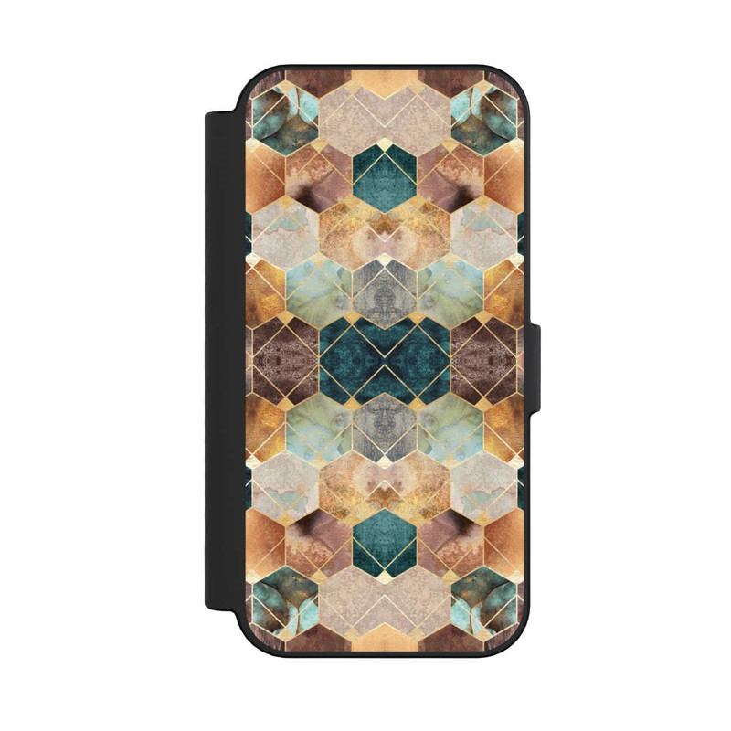 iPhone 16 NIVOflip Naturfarbene Sechsecke und Diamanten