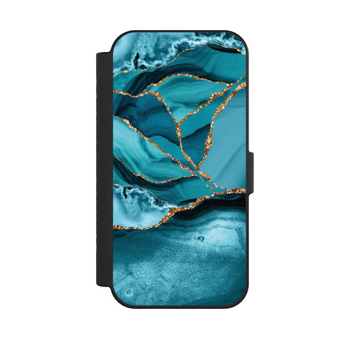 Apple iPhone 16 NIVOflip Eisblaue Marmor Landschaft