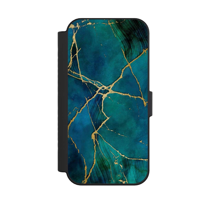 iPhone 16 NIVOflip Mineral glamour blue gold look