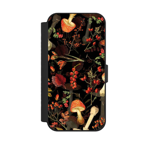 Apple iPhone 16 NIVOflip Mushroom Pattern Black