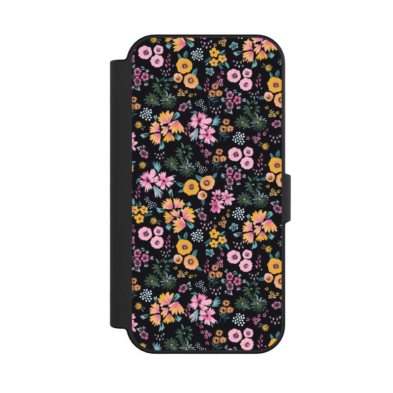 iPhone 16 NIVOflip Kleine bunte Blumen Schwarz 2