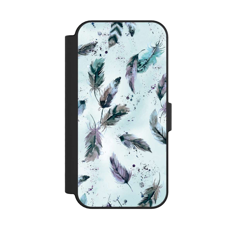 iPhone 16 NIVOflip Magische Federn Sanftes Blau