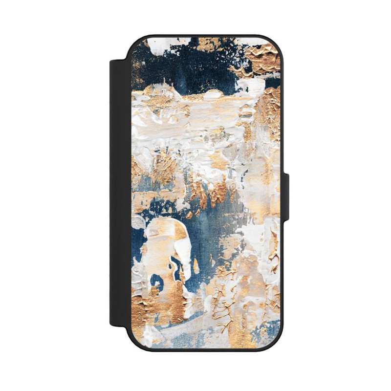 iPhone 16 NIVOflip Abstraktion Blau und Gold