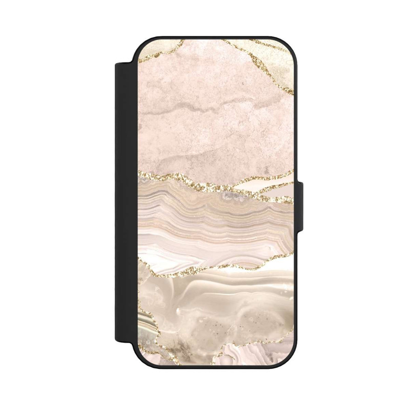 iPhone 16 NIVOflip Marmor rosa-goldene Streifen