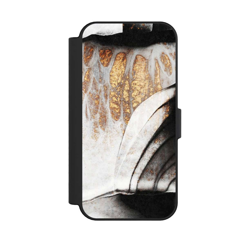 iPhone 16 NIVOflip Schwarze und goldene Adern