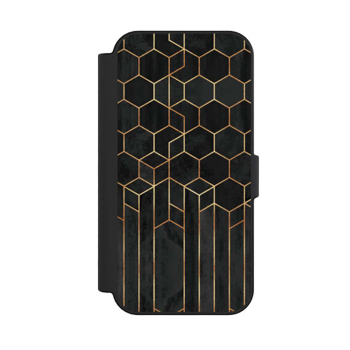 Apple iPhone 16 NIVOflip Schwarze Sechsecke