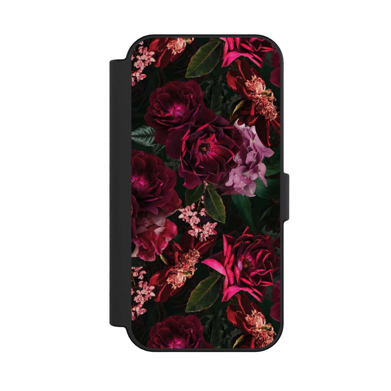 iPhone 16 NIVOflip Dunkelrote und rosa Blüten