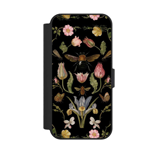 Apple iPhone 16 NIVOflip Wildblumen und Biene Schwarz