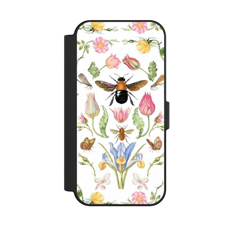 iPhone 16 NIVOflip Wildblumen mit Biene weiß