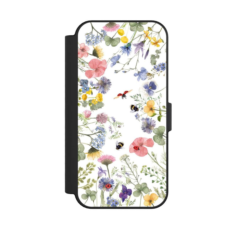 iPhone 16 NIVOflip Bunte Frühlingsblumen und Bienen
