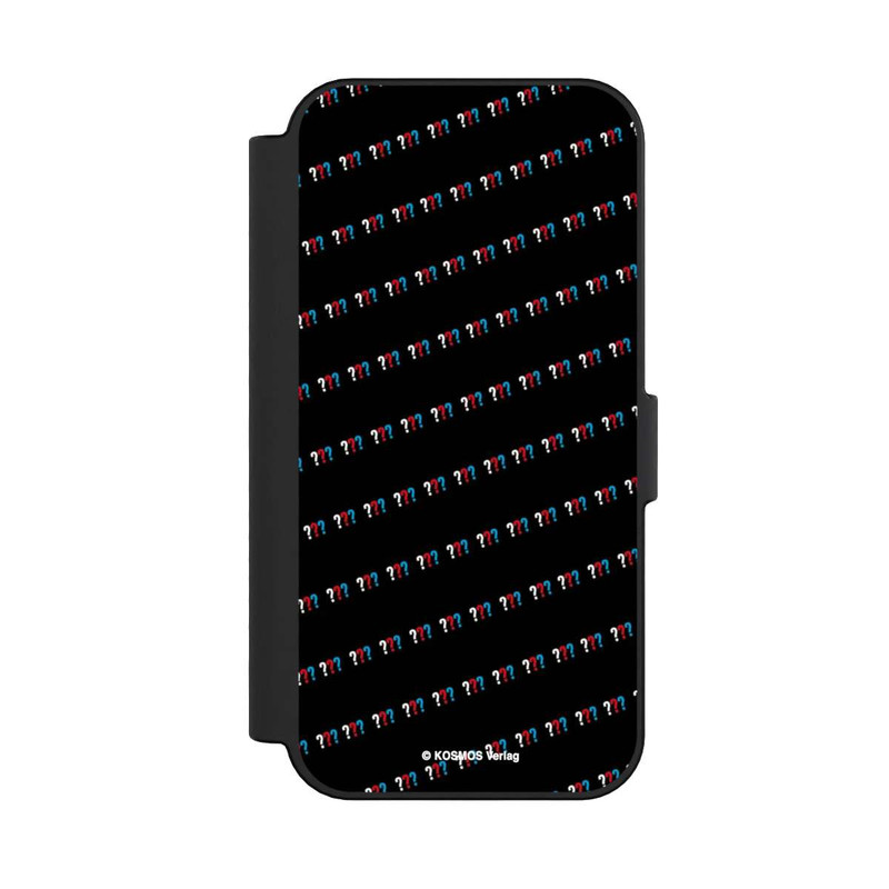 iPhone 16 NIVOflip Drei Fragezeichen Muster Schräg