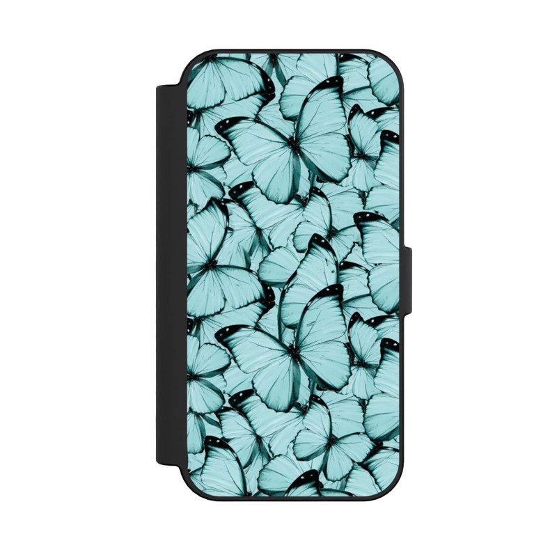 iPhone 16 NIVOflip Teal Schmetterlinge