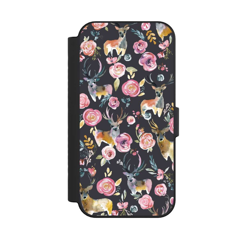 iPhone 16 NIVOflip Deers and flowers Anthracite