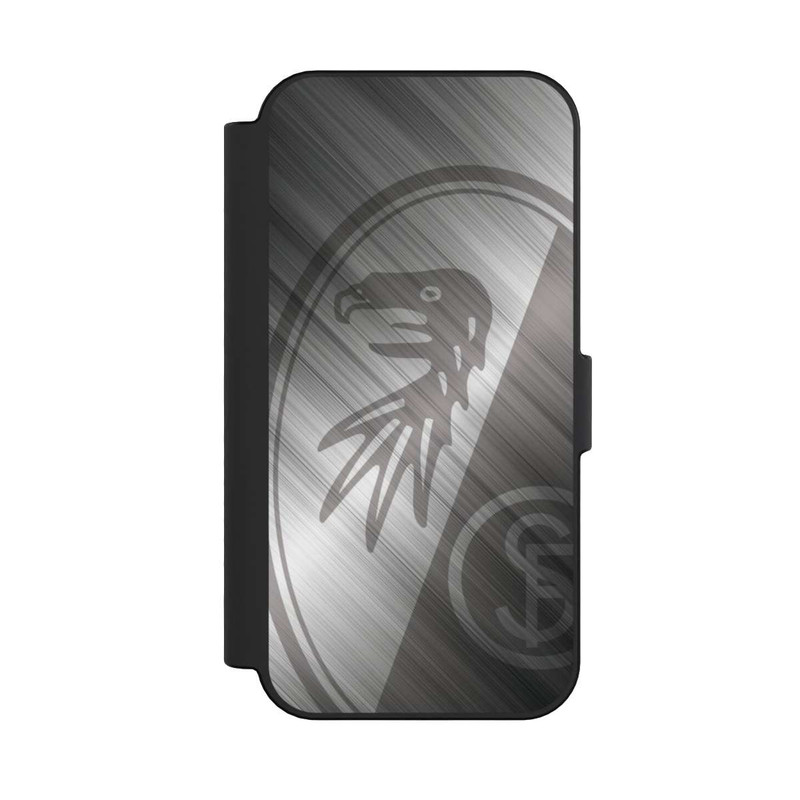 iPhone 16 NIVOflip SC Freiburg Glänzendes Metall Hintergrund