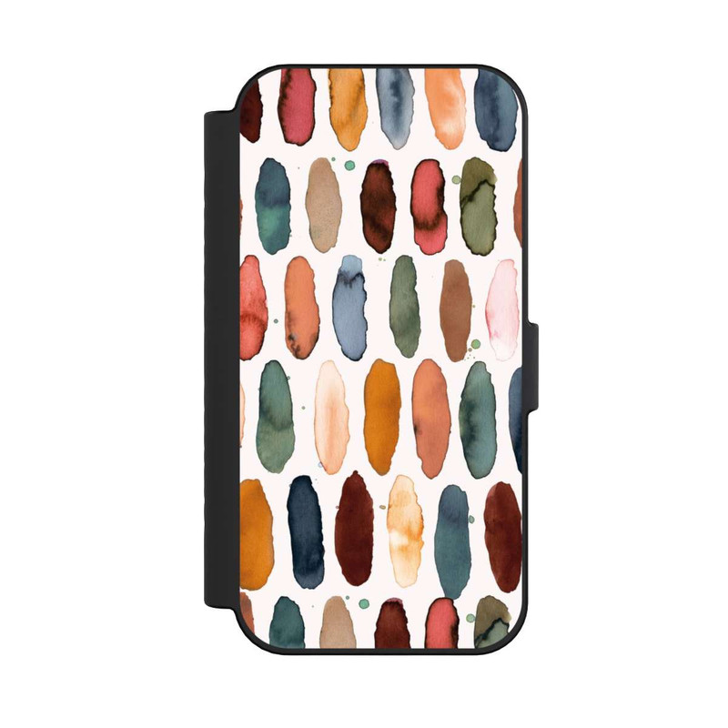 iPhone 16 NIVOflip Watercolor Dashes Mineral Terracotta