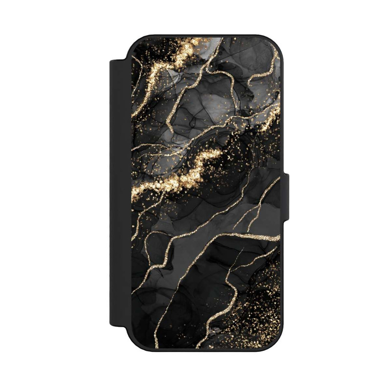iPhone 16 NIVOflip Look Spirales de Marbre Sombre & Or