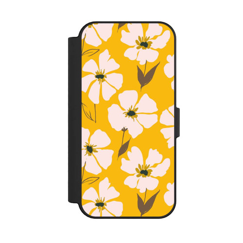 Apple iPhone 16 NIVOflip Blumenwiese auf Gelb Ocker