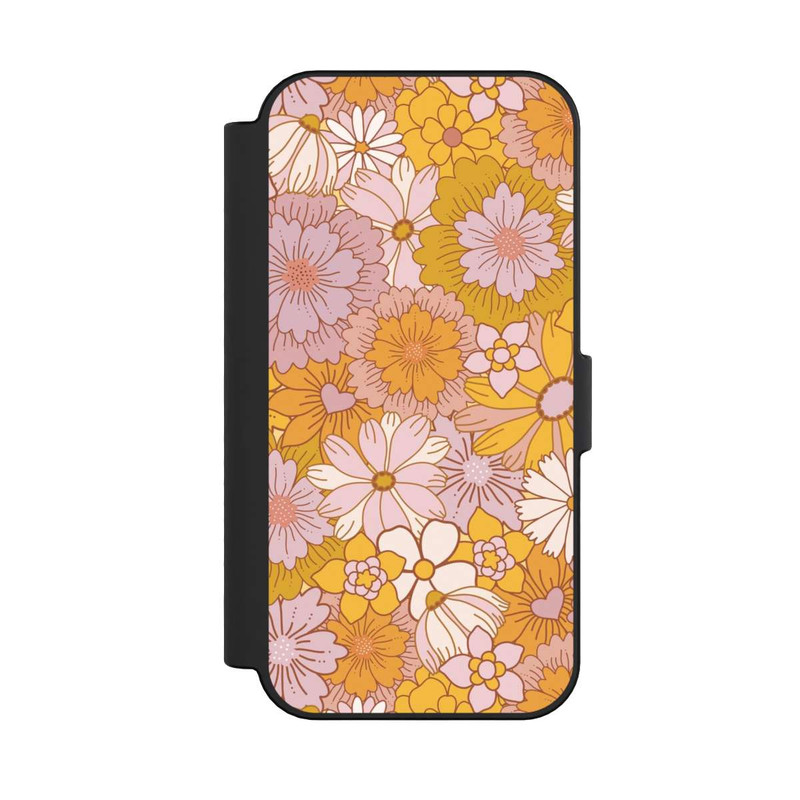iPhone 16 NIVOflip Retro Blumentapete Gelb