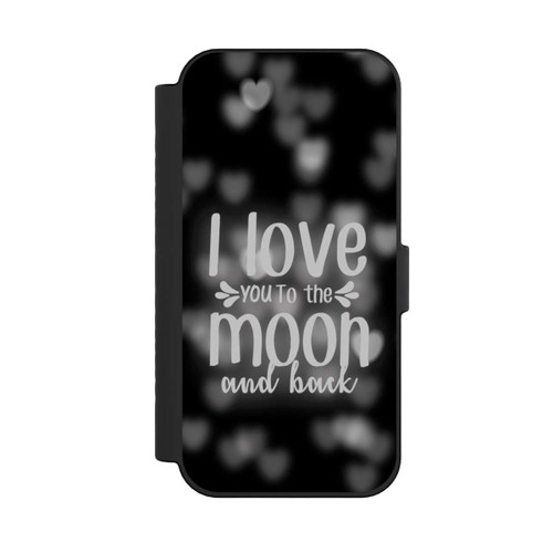 Apple iPhone 16 NIVOflip I Love You to The Moon And Back Black Hearts