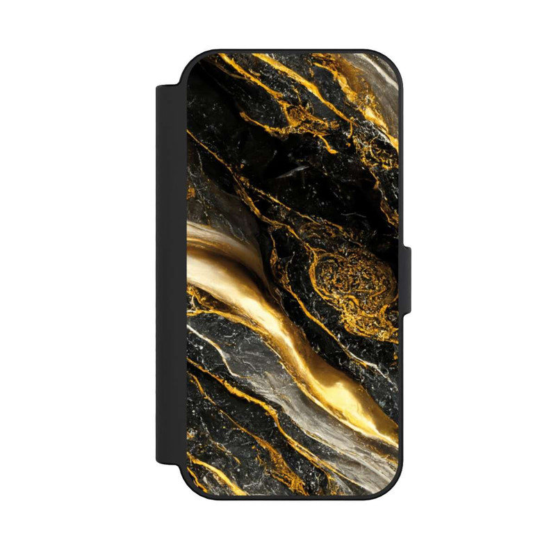 iPhone 16 NIVOflip Schwarze Marmor Goldschichten
