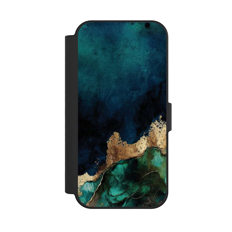 iPhone 16 NIVOflip Petrolblau mit Gold