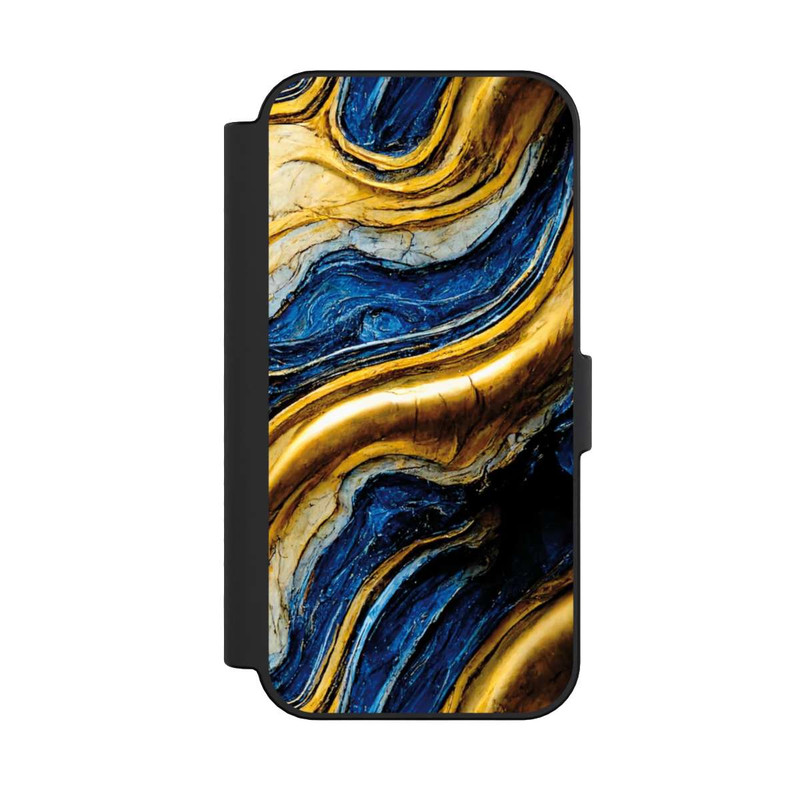 iPhone 16 NIVOflip Struktur im Royalblau- und Gold-Look