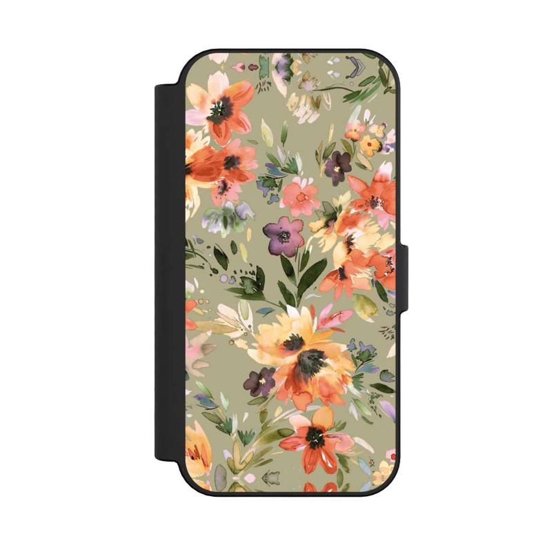 iPhone 16 NIVOflip Malerische tropische Blumen Salbeigrün