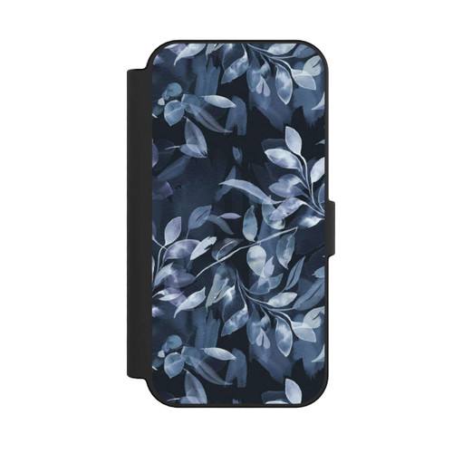 Apple iPhone 16 NIVOflip Mystische Aquarellblätter marineblau