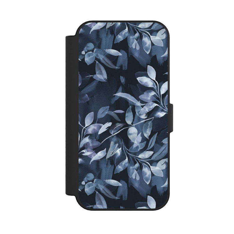 iPhone 16 NIVOflip Mystische Aquarellblätter marineblau