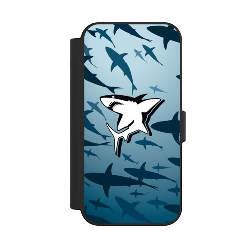 Apple iPhone 16 NIVOflip Haie Muster Blau