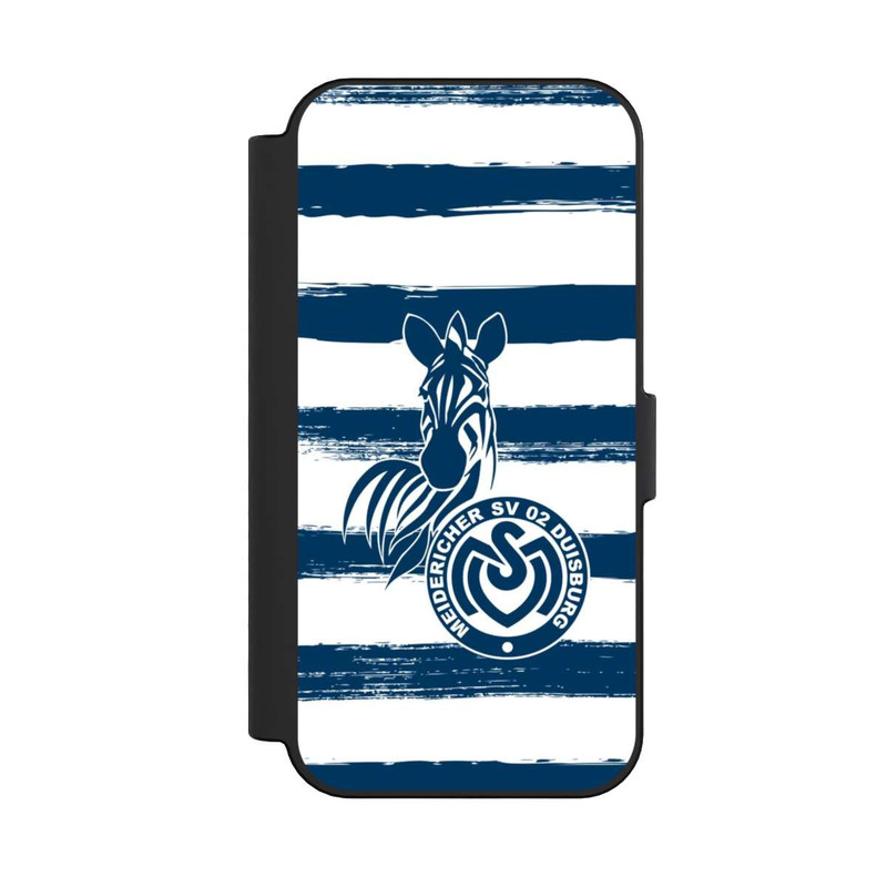 iPhone 16 NIVOflip MSV Duisburg Blau Weiß Gestreift