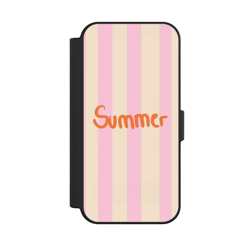 iPhone 16 NIVOflip Summer- Rosa und Orange Streifen Hintergrund