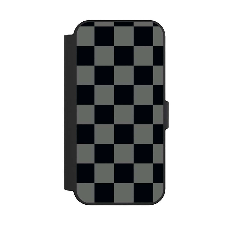 iPhone 16 NIVOflip Schachbrett Schwarz Grau