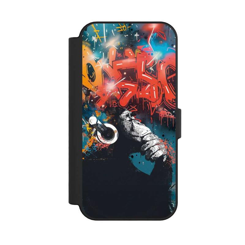 iPhone 16 NIVOflip Affe Stereo Kopfhörer Graffiti Street Art