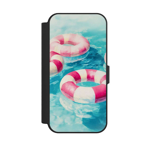 Apple iPhone 16 NIVOflip Gestreifte Schwimmringe im Pool