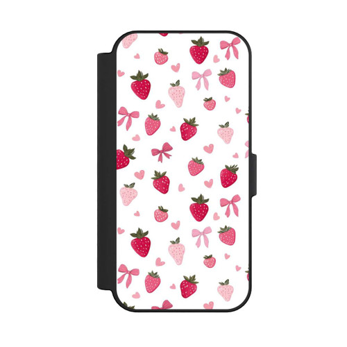 Apple iPhone 16 NIVOflip Erdbeer Herz Schleifen Muster Pink