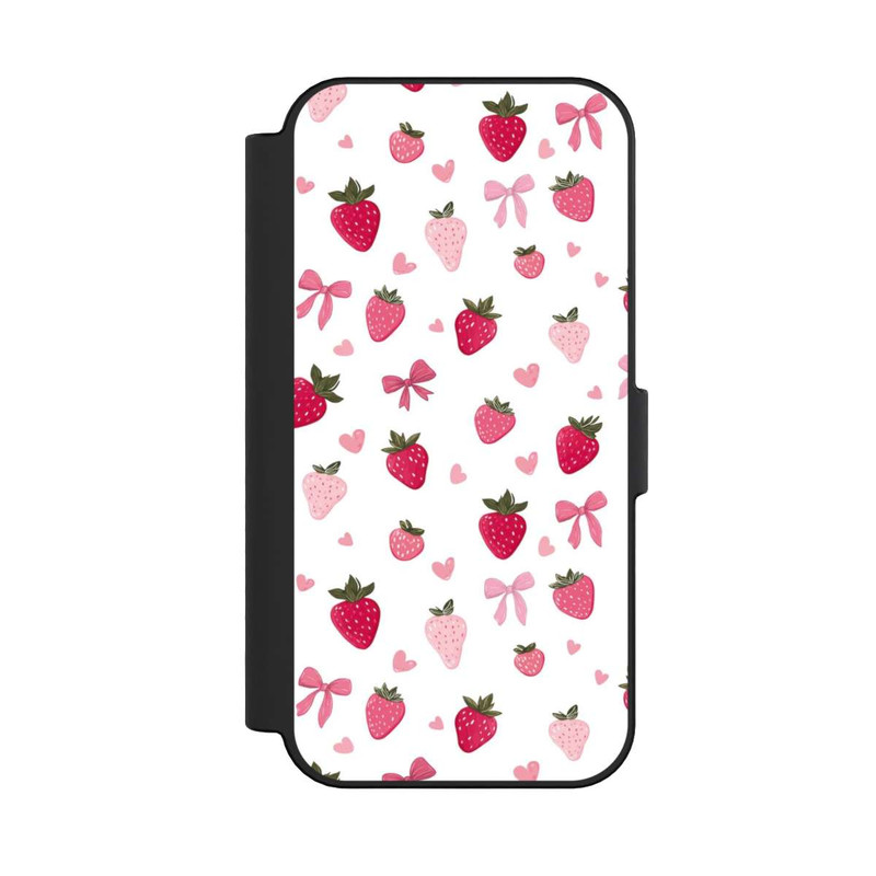 iPhone 16 NIVOflip Erdbeer Herz Schleifen Muster Pink