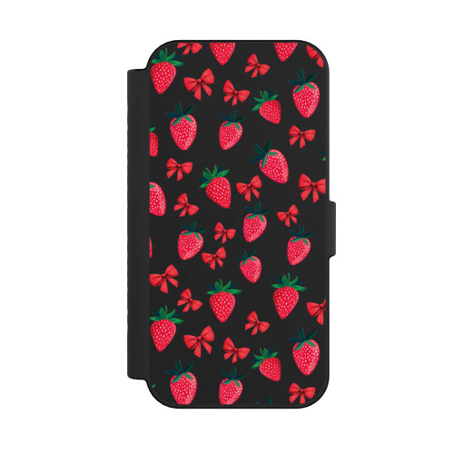 Apple iPhone 16 NIVOflip Strawberry Heart Ribbon Pattern Transparent