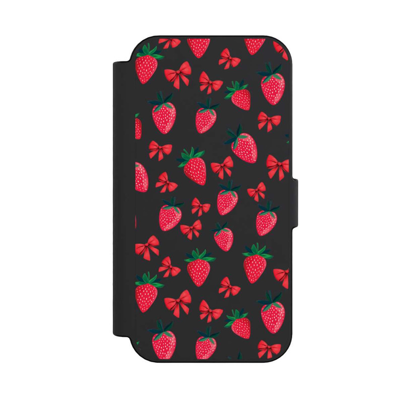 iPhone 16 NIVOflip Strawberry Heart Ribbon Pattern Transparent